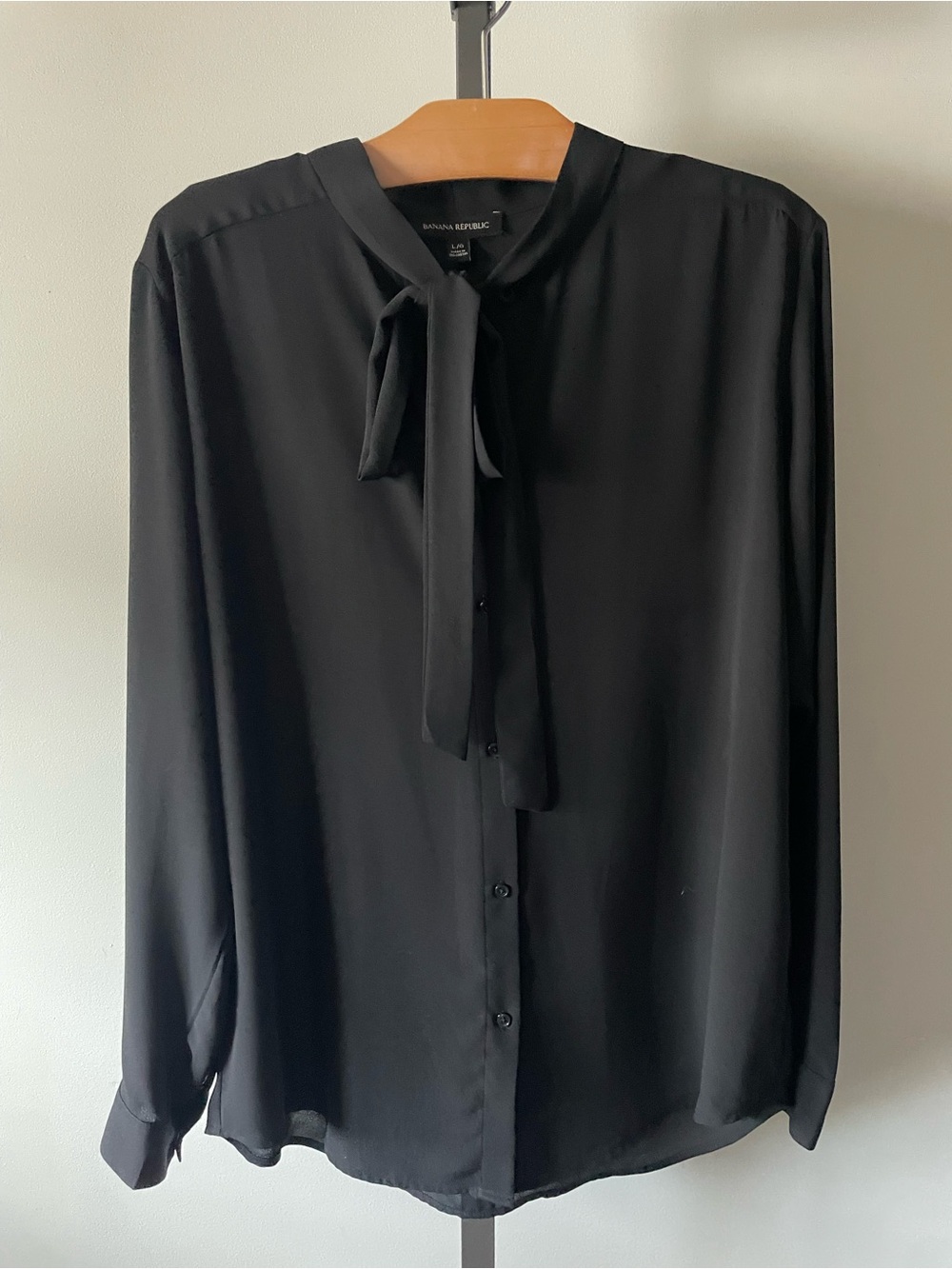 Banana Republic Black Tie-Neck Blouse